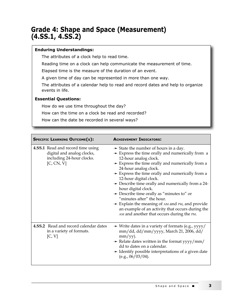 Grade 4 Mathematics Support Document for Teachers: Shape and Space, Page 3