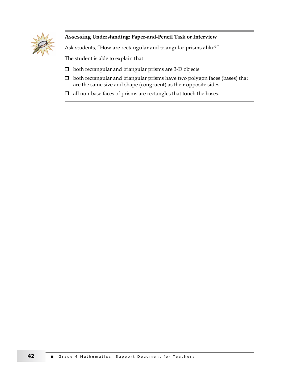 Grade 4 Mathematics Support Document for Teachers: Shape and Space, Page 42