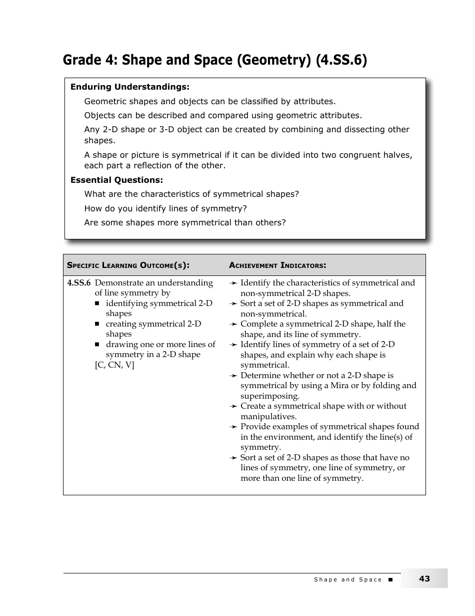 Grade 4 Mathematics Support Document for Teachers: Shape and Space, Page 43