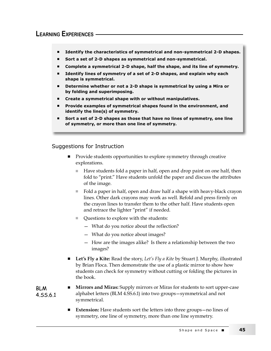 Grade 4 Mathematics Support Document for Teachers: Shape and Space, Page 45