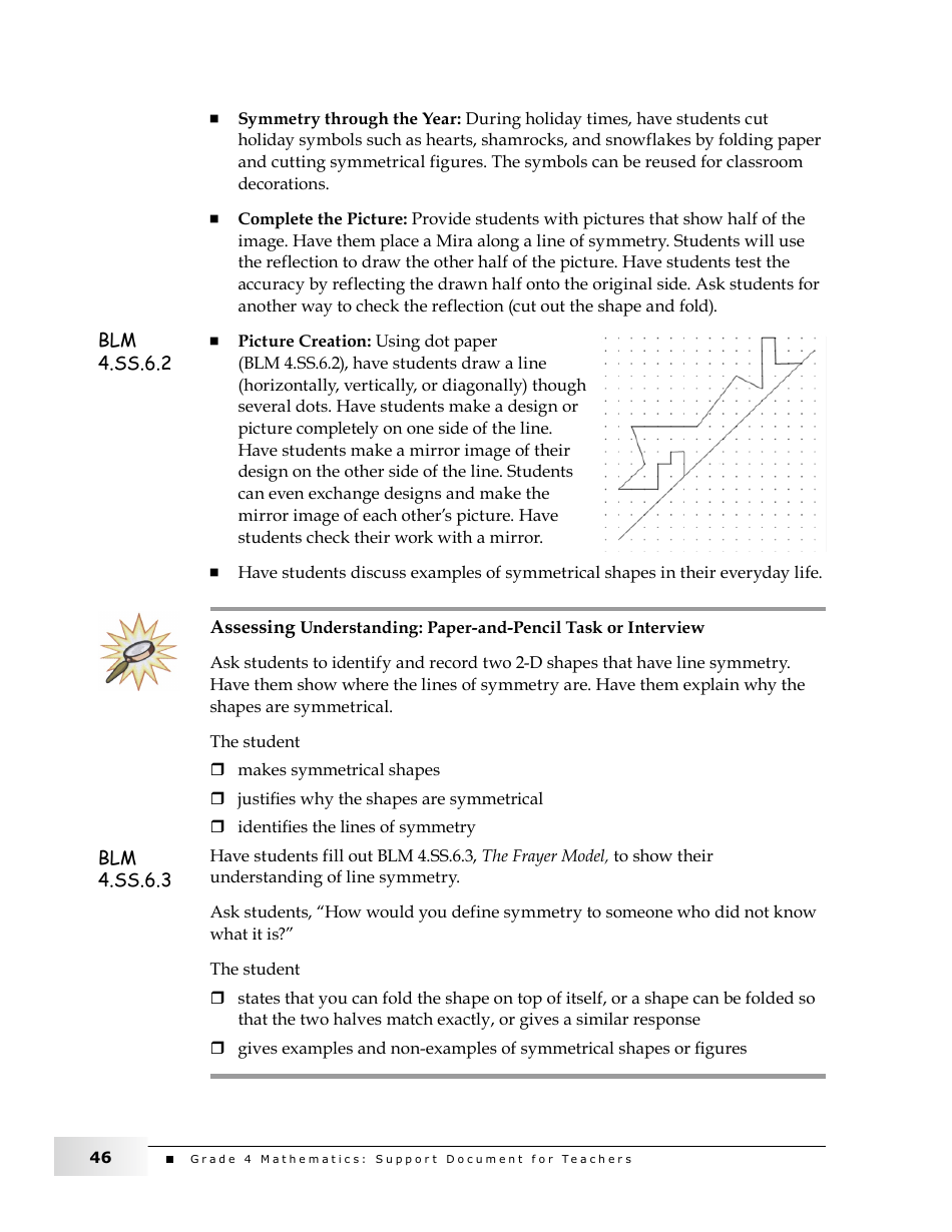 Grade 4 Mathematics Support Document for Teachers: Shape and Space, Page 46