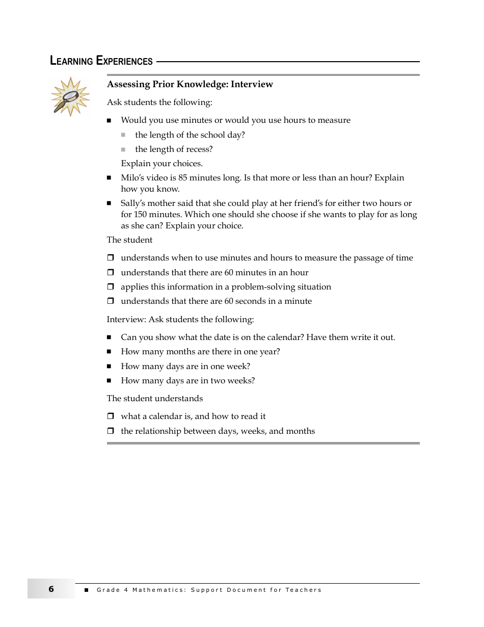 Grade 4 Mathematics Support Document for Teachers: Shape and Space, Page 6