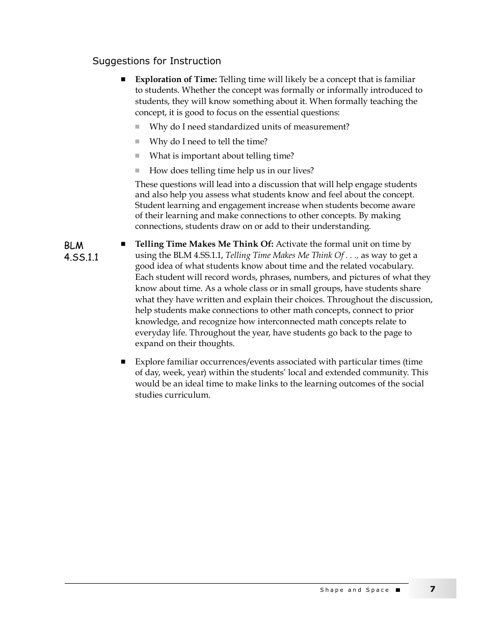 Grade 4 Mathematics Support Document for Teachers: Shape and Space, Page 7