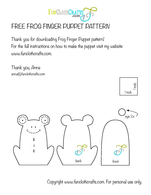 Frog Finger Puppet Template - Funclothcrafts