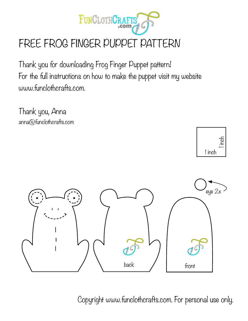 Frog Finger Puppet Template - Funclothcrafts Download Printable PDF ...