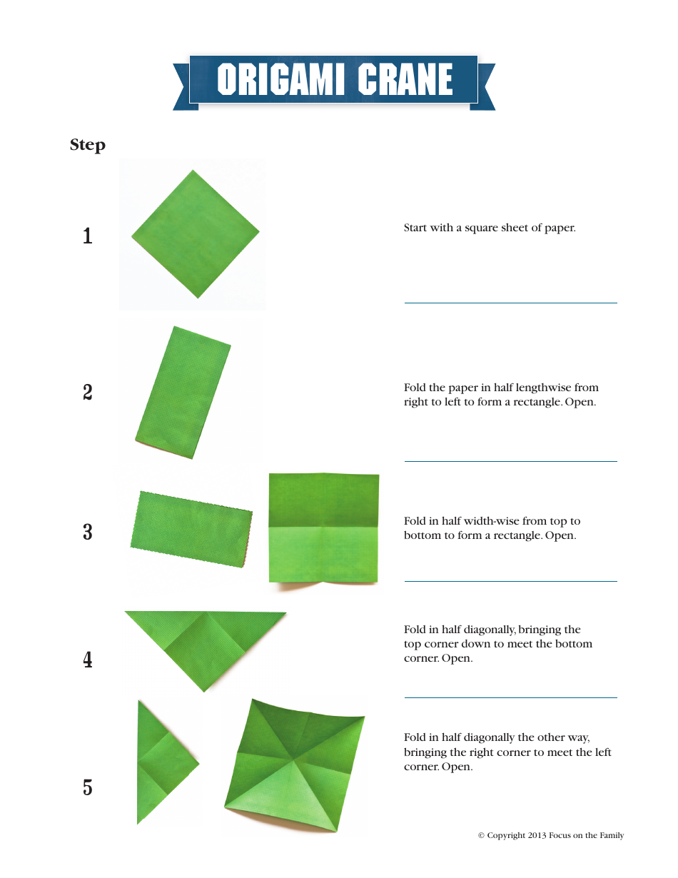 Origami Crane - Focus on the Family Download Printable PDF | Templateroller