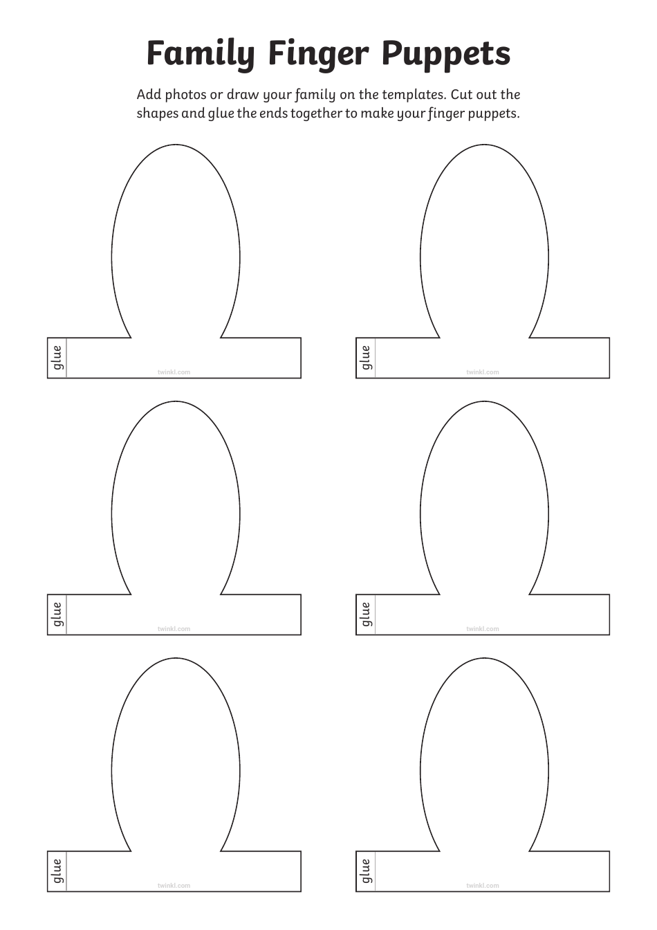 Family Finger Puppet Templates, Page 1