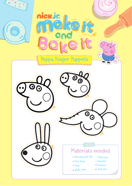 Peppa finger puppet templates - Printable craft document