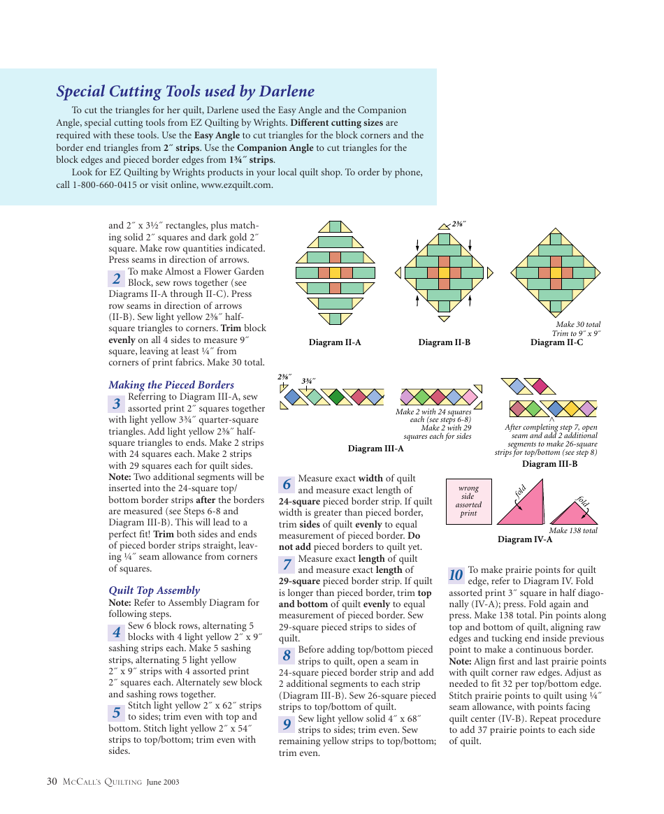 Almost a Flower Garden Quilting Pattern, Page 3