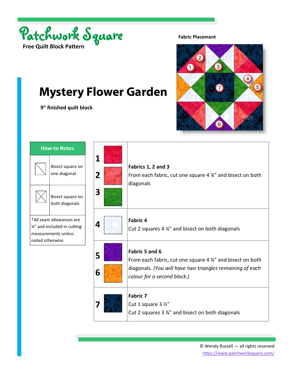 Mystery Flower Garden Quilt Block Pattern - Wendy Russel, Page 3