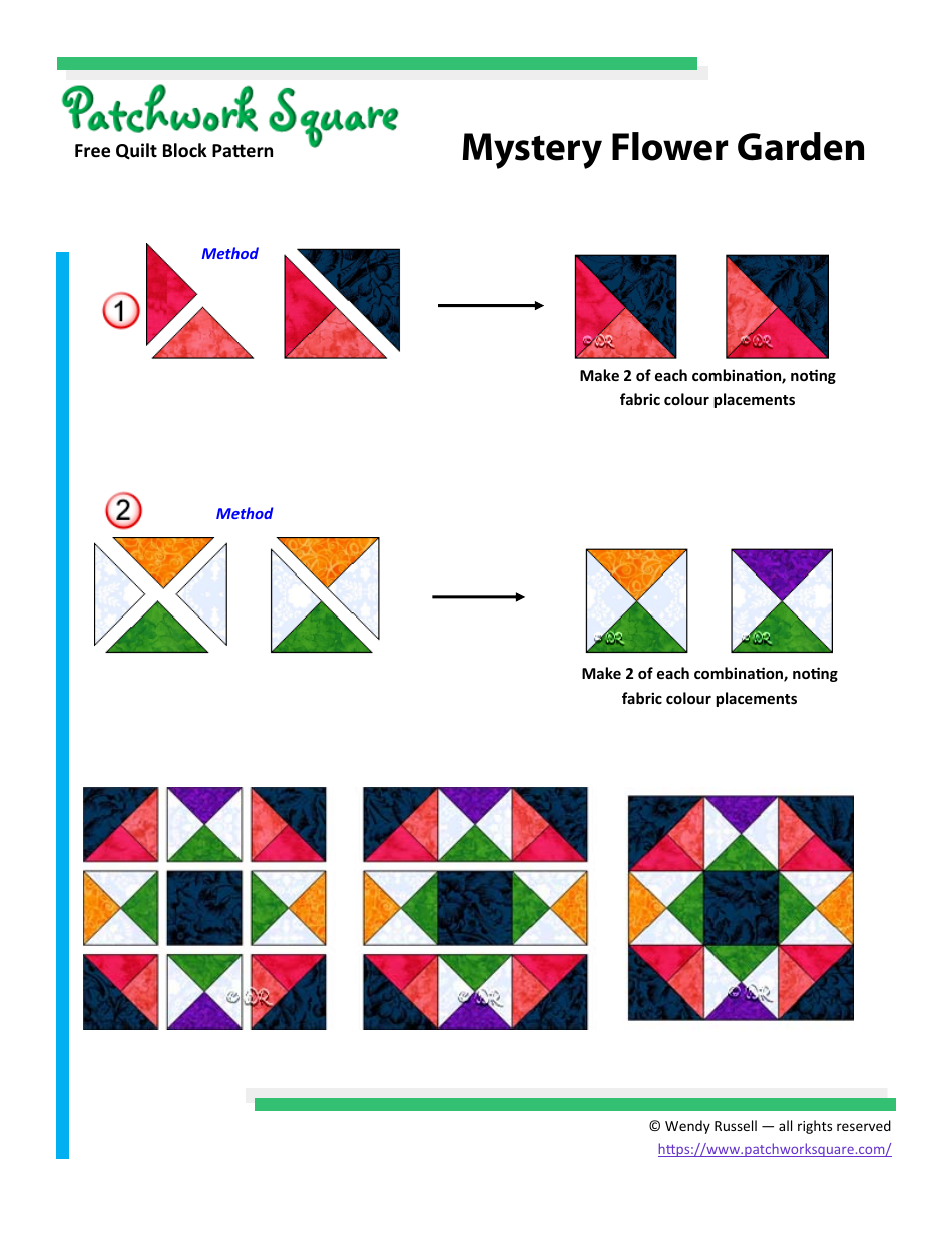 Mystery Flower Garden Quilt Block Pattern Wendy Russel Download