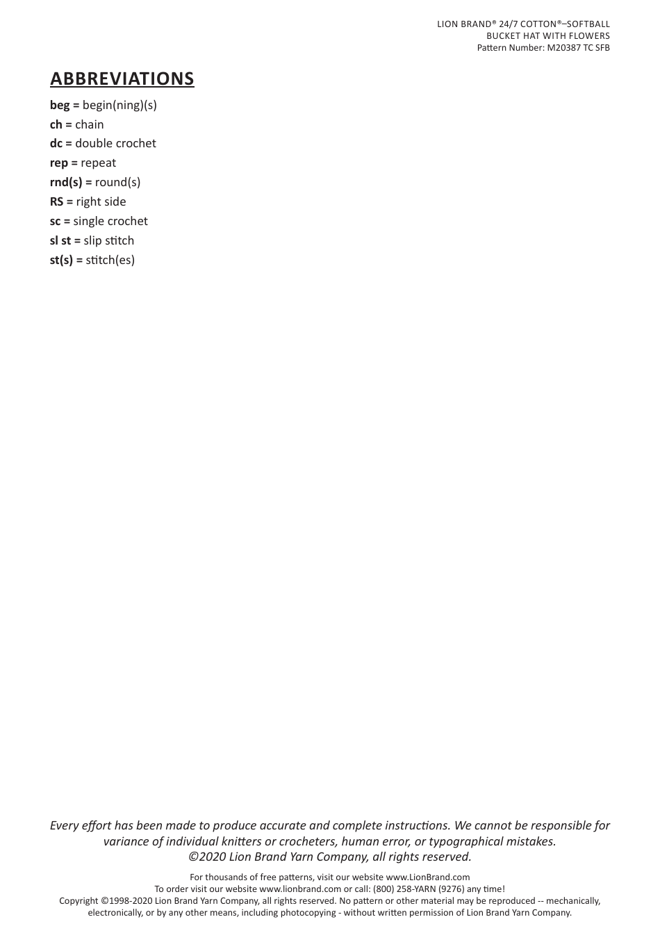 Bucket Hat With Flowers Crochet Pattern - Lion Brand Yarn Company, Page 5