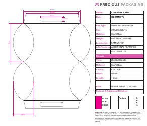 Document preview: Pillow Box With Handle Package Template