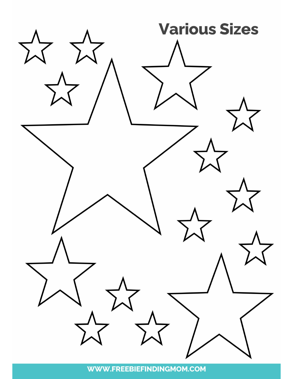 Star template in various sizes