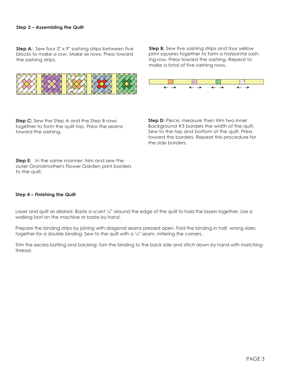 Grandmas Flower Garden Quilt Pattern, Page 3