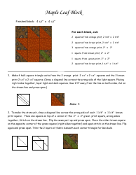 Document preview: Maple Leaf Quilt Block Pattern - Kathleen Tracy