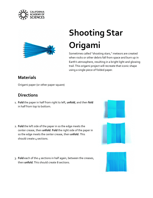 A guide on creating an origami paper shooting star