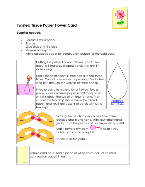 Twisted Tissue Paper Flower Card Template' Preview Image