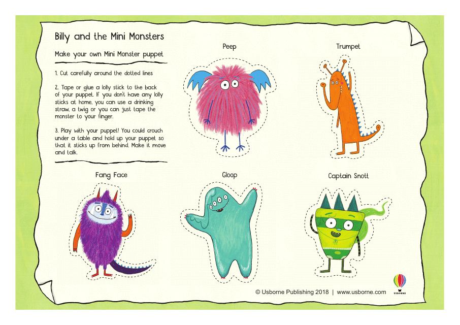 Billy and the Mini Monsters Finger Puppet Templates - Fun and Engaging Craft Resource