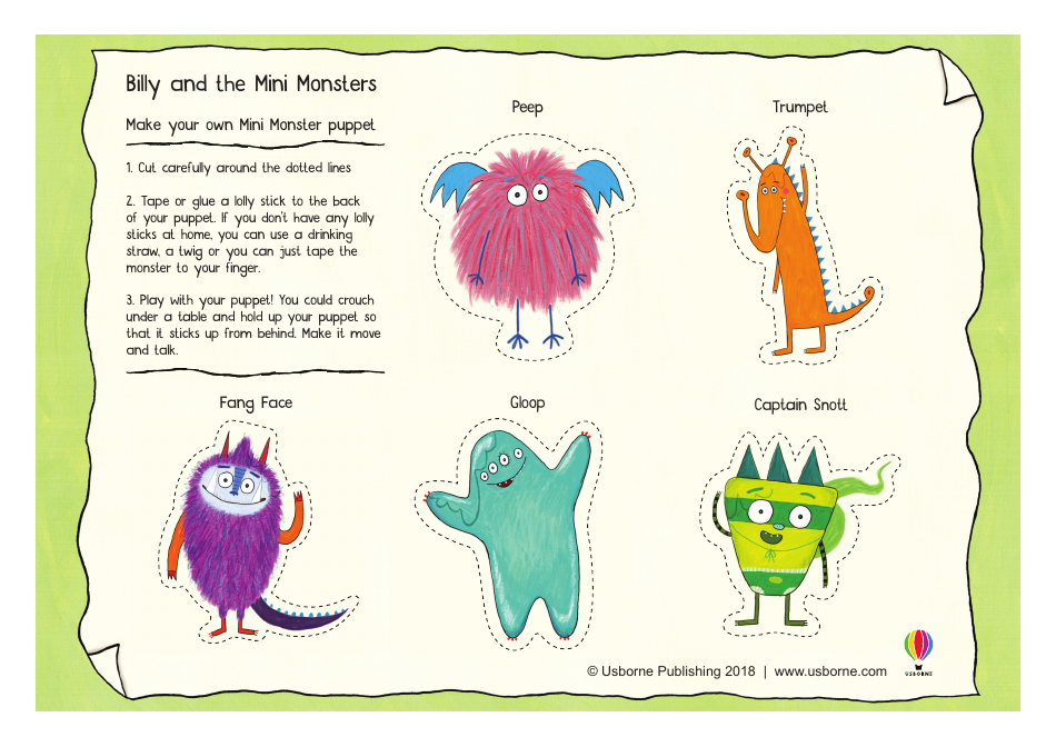 Billy and the Mini Monsters Finger Puppet Templates - Fun and Engaging Craft Resource