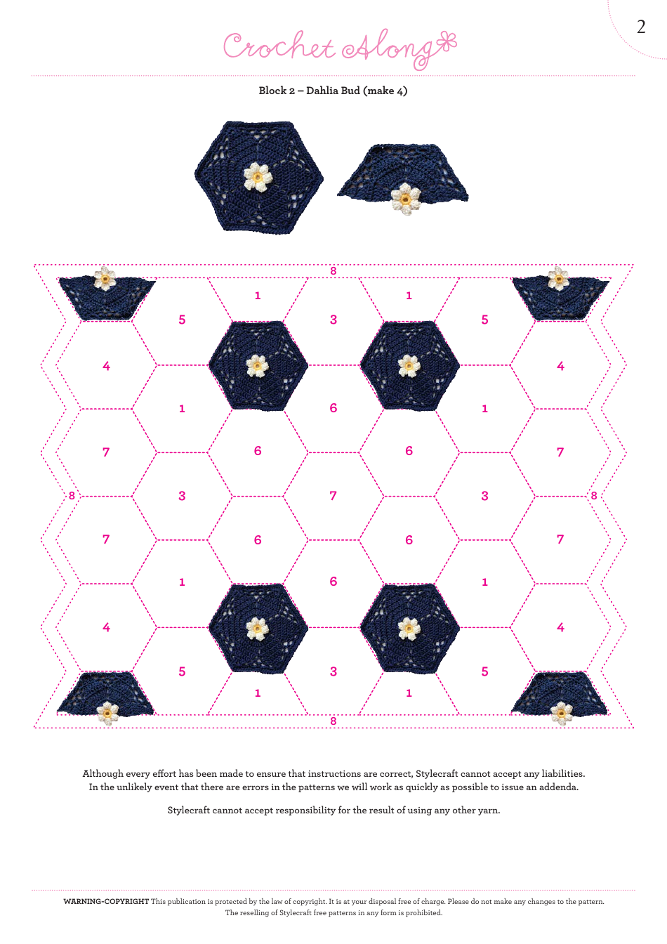 Dahlia Bud Block Crochet Template, Page 3