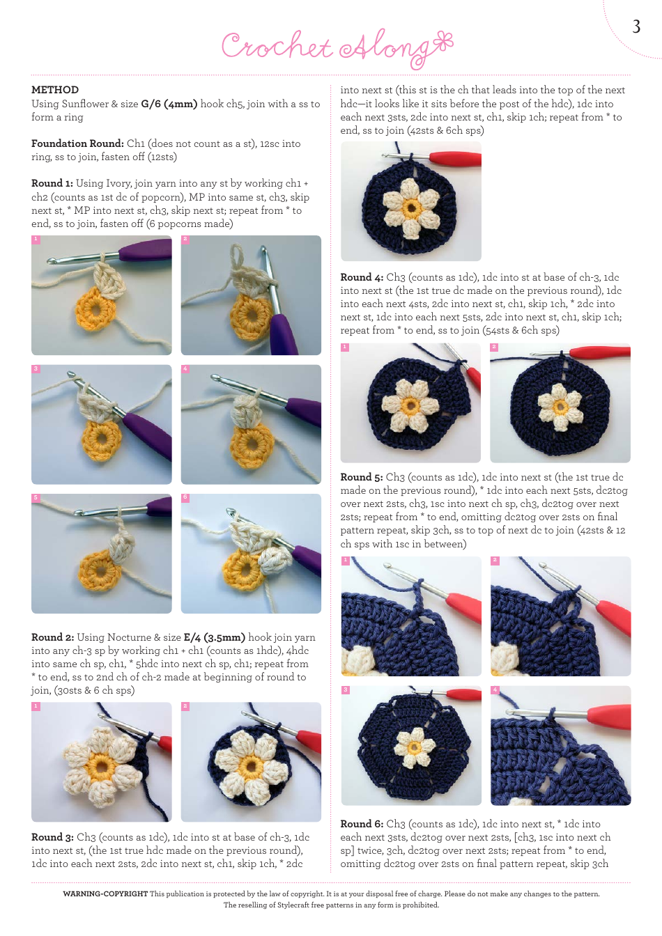 Dahlia Bud Block Crochet Template, Page 4