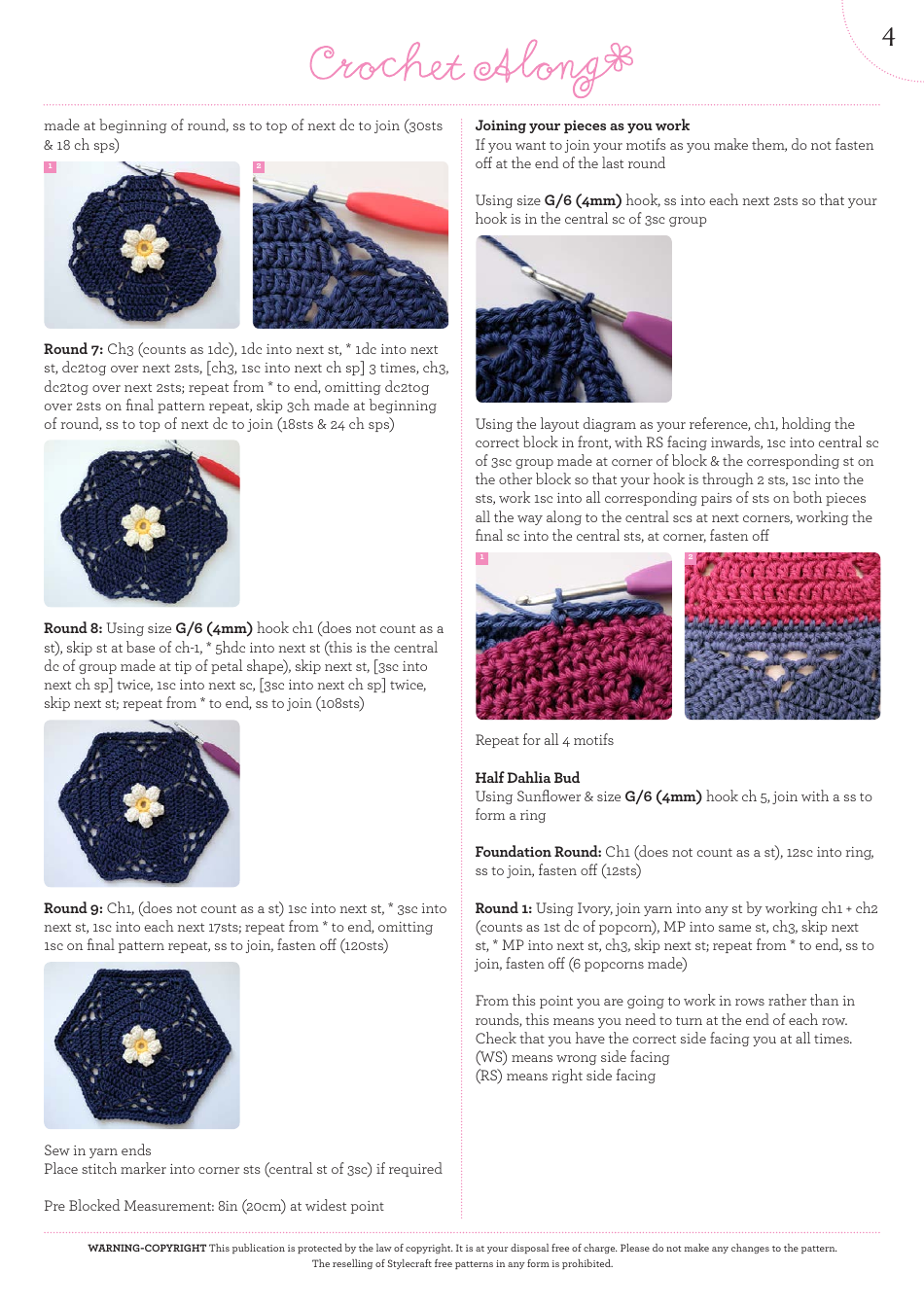 Dahlia Bud Block Crochet Template, Page 5