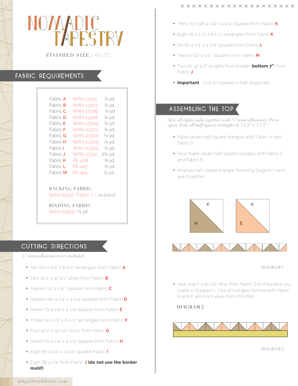Nomadic Tapestry Wanderer Quilt Pattern, Page 3