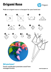Document preview: Origami Paper Rose Guide