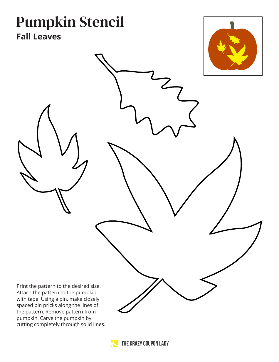 Fall Leaves Pumpkin Stencil Template, Page 1