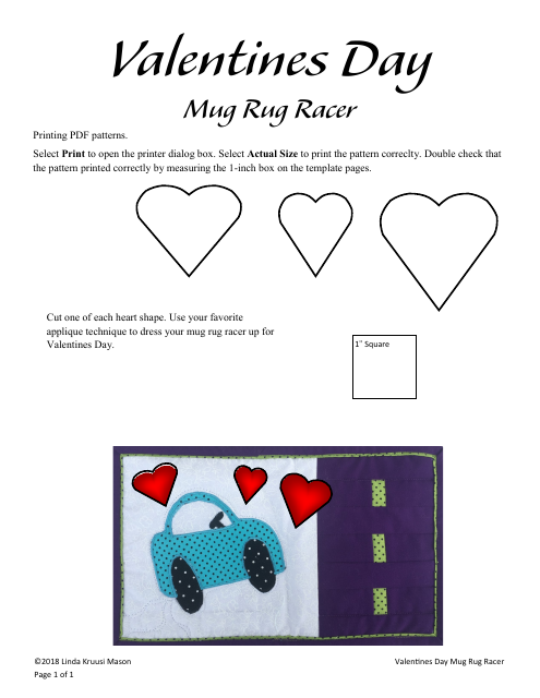 Valentine's Day Mug Rug Heart Templates - Linda Kruusi Mason