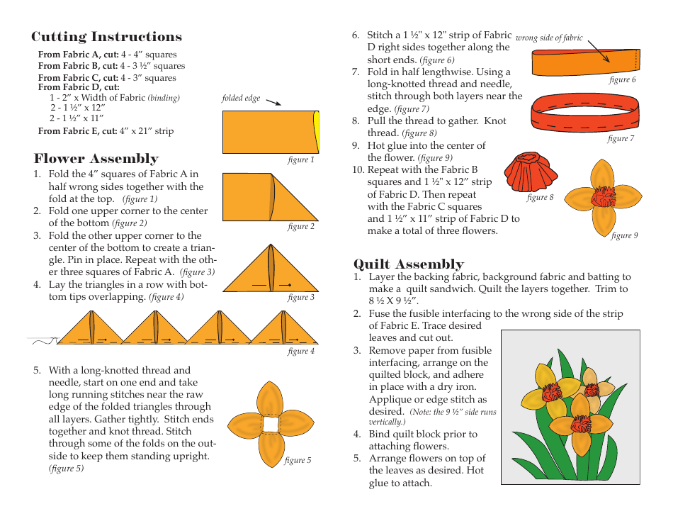 Daffodils Quilt Pattern Template, Page 2