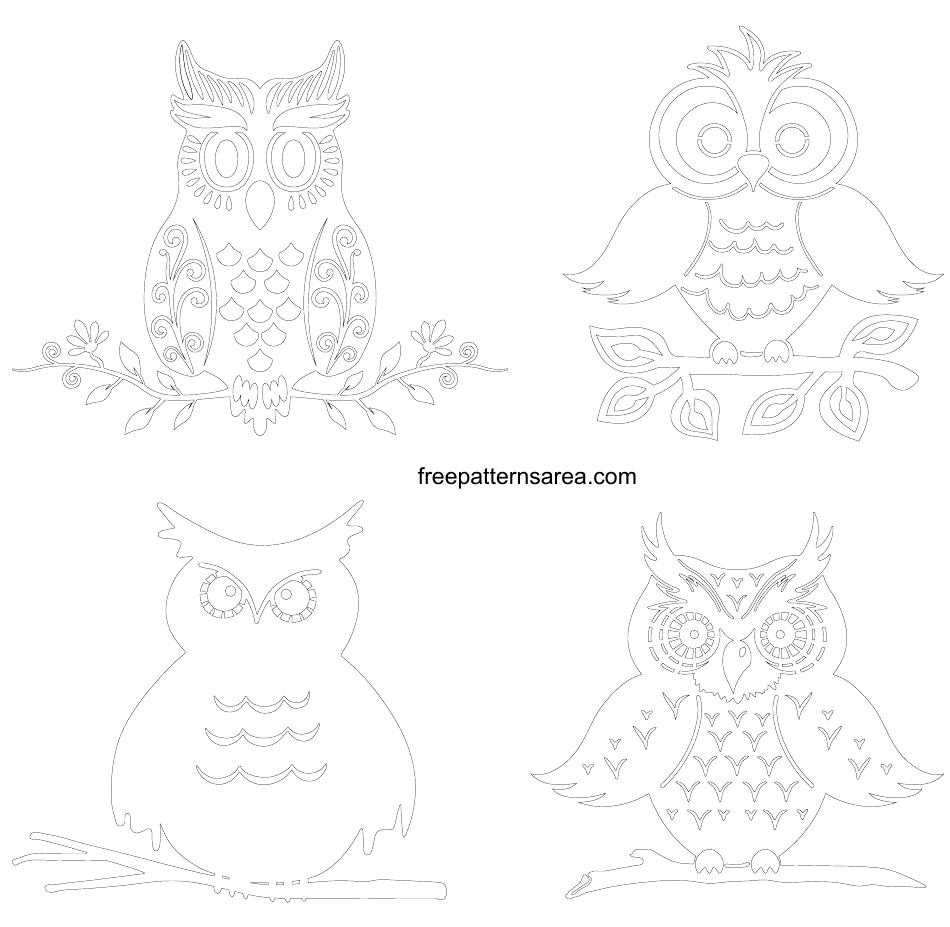 Owl Outline Templates, Page 1