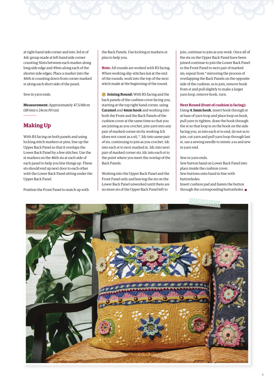 Fruit Garden Cushion Cover Crochet Pattern - Jane Crowfoot, Page 9