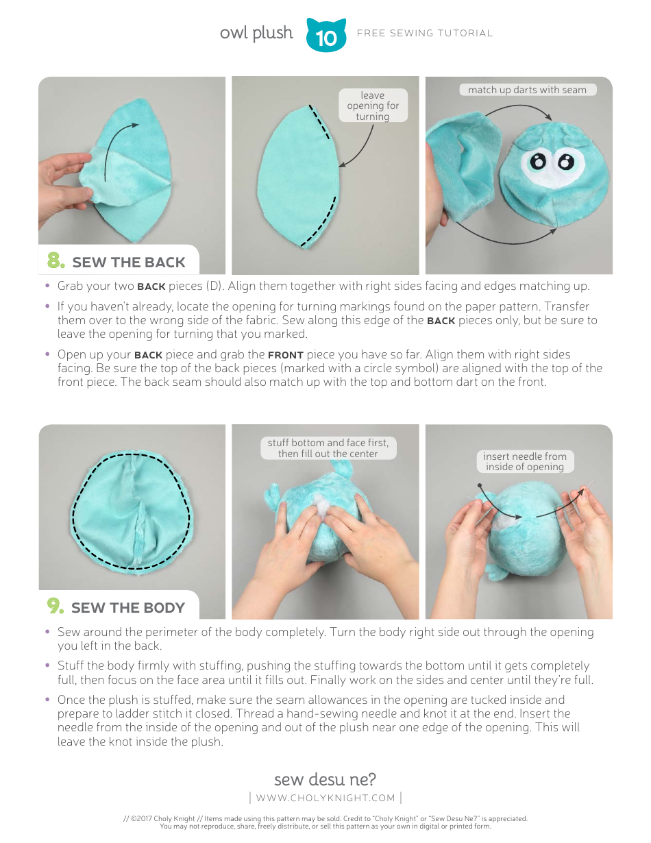 Cute Owl Plush Sewing Templates - Choly Knight, Page 10