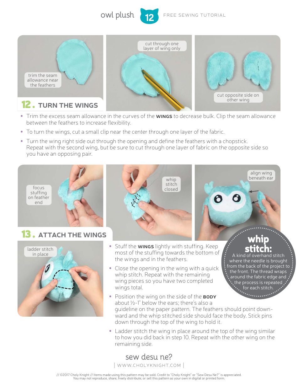 Cute Owl Plush Sewing Templates - Choly Knight, Page 12