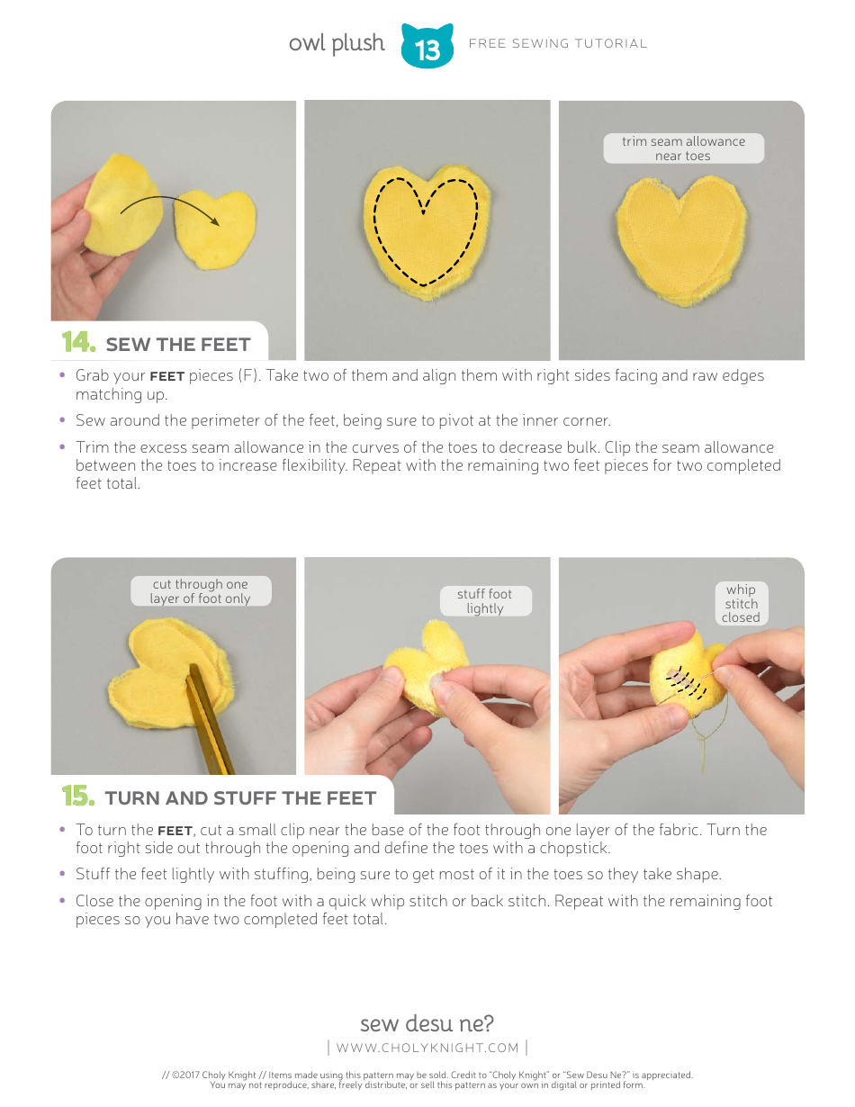 Cute Owl Plush Sewing Templates - Choly Knight, Page 13