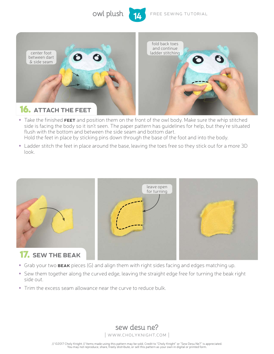 Cute Owl Plush Sewing Templates - Choly Knight, Page 14