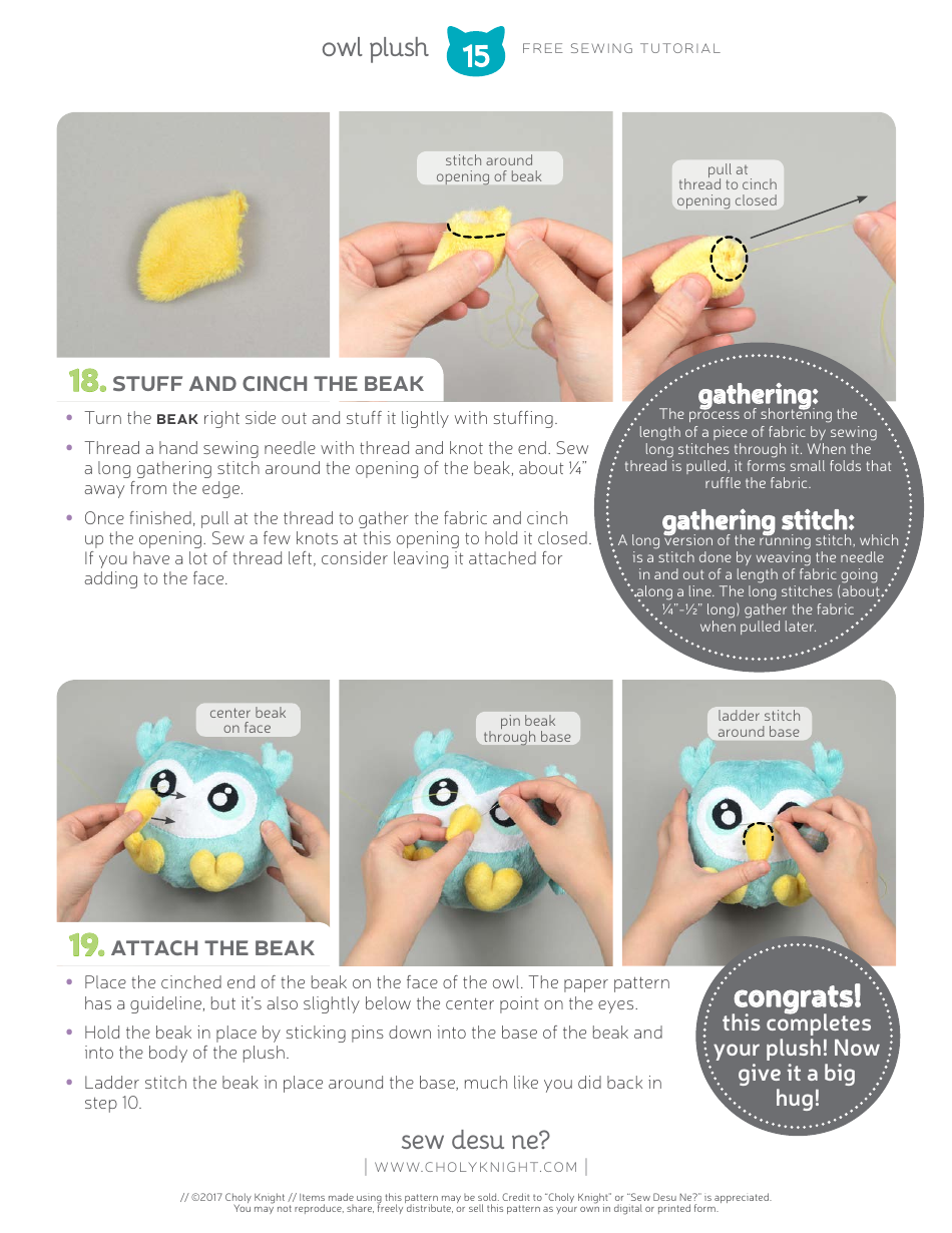 Cute Owl Plush Sewing Templates - Choly Knight, Page 15