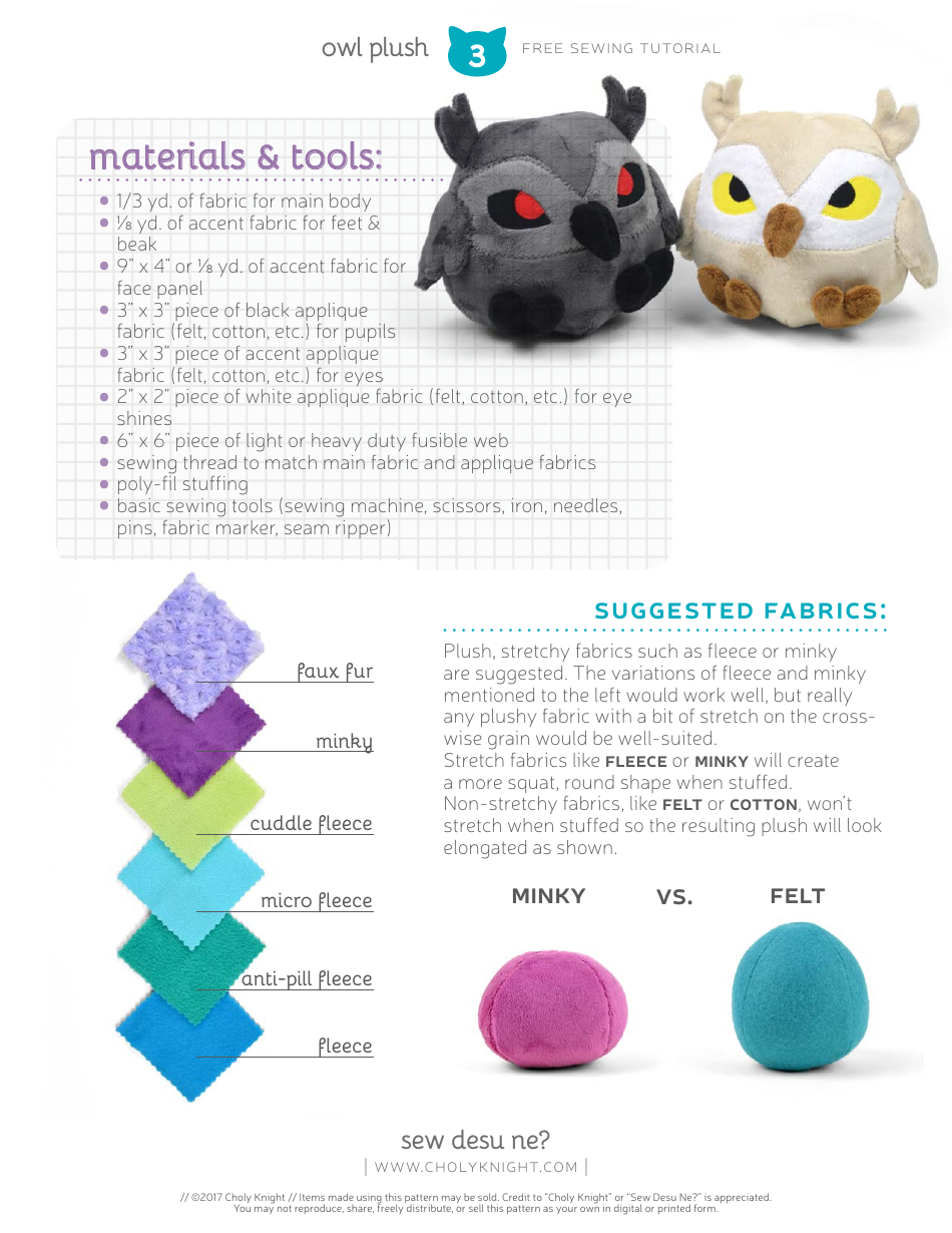 Cute Owl Plush Sewing Templates - Choly Knight, Page 3