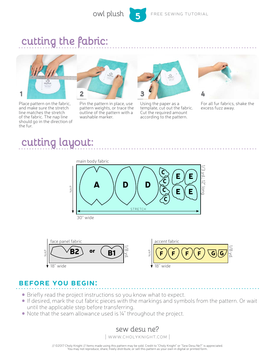 Cute Owl Plush Sewing Templates - Choly Knight, Page 5