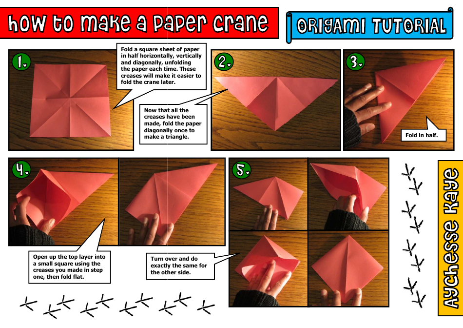 Paper Crane Origami Tutorial Download Printable PDF | Templateroller