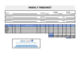 Document preview: Weekly Timesheet Template - Clock in Easy