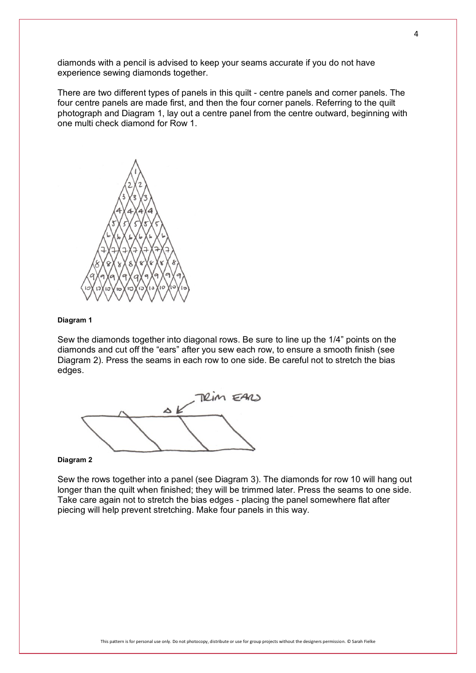 Lonely Hearts Quilt Pattern Templates - Sarah Fielke, Page 4