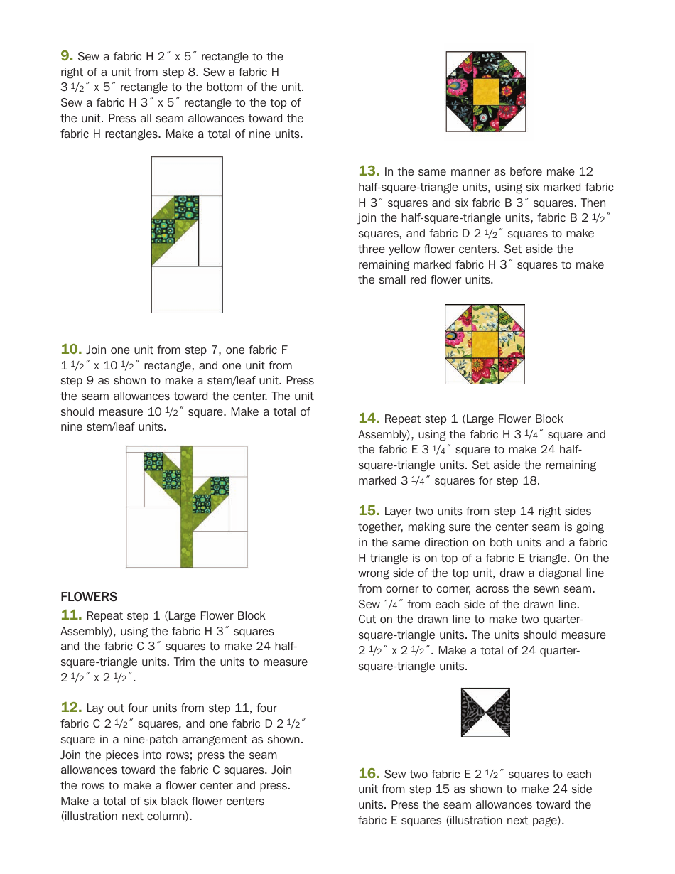 Flower Blossoms Quilt Pattern, Page 4