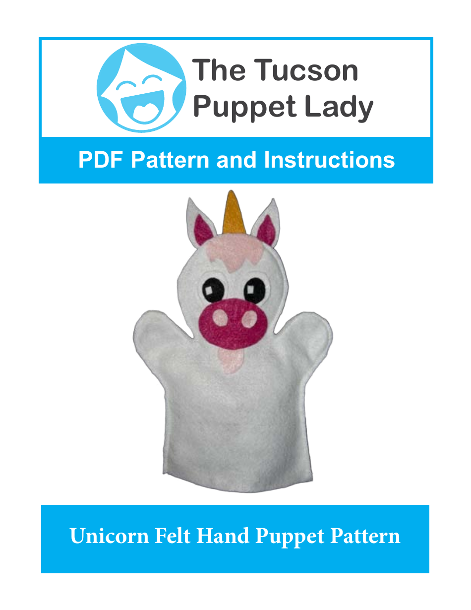 Unicorn Felt Hand Puppet Template - the Tucson Puppet Lady