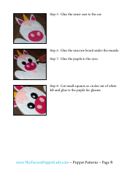 Unicorn Felt Hand Puppet Template - the Tucson Puppet Lady, Page 6