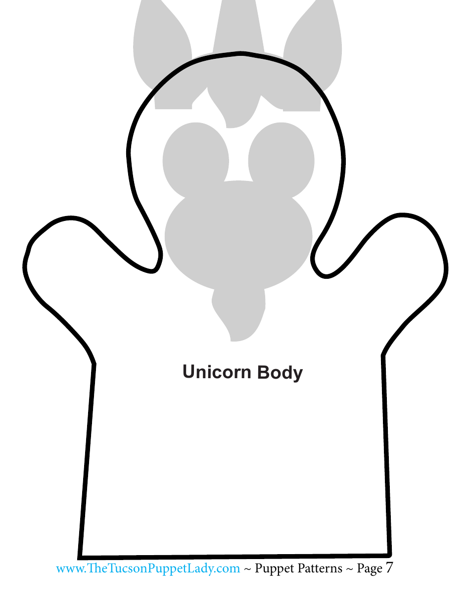 Unicorn Felt Hand Puppet Template - the Tucson Puppet Lady, Page 7