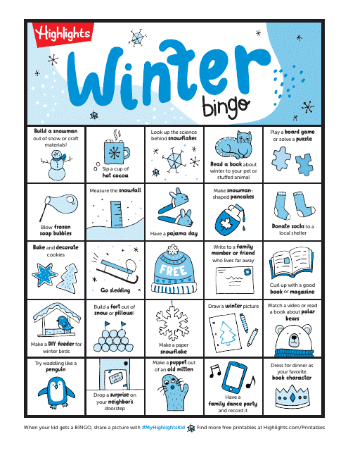 Winter Bingo Print Template Image Preview