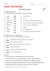 Daily Activities English Exercise Sheet - Allthingstopics, Page 2